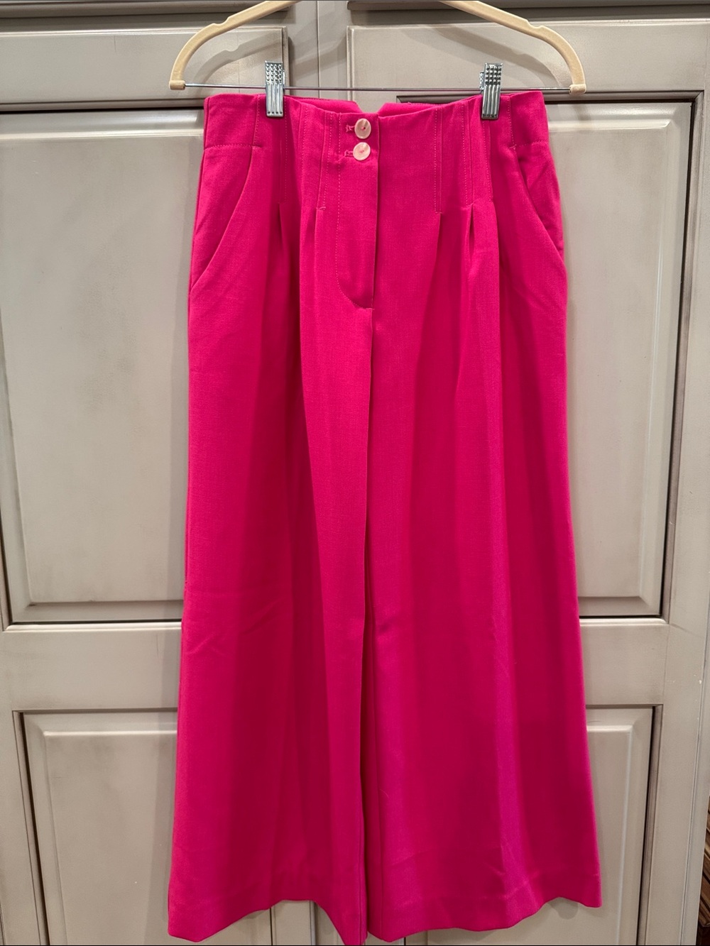 Maeve Vibrant Hot Pink Wide-Leg Pants